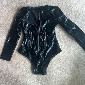 Faux leather body suit